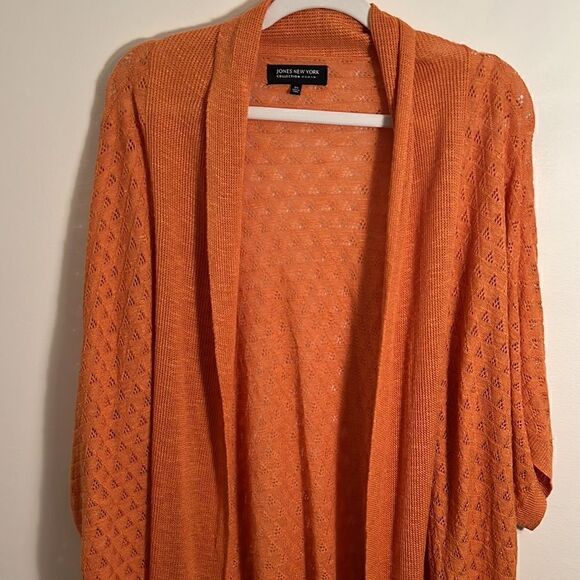 Women’s 2X sweater Jones New York Flowy delicate knit cardigan burnt orange - Picture 7 of 13